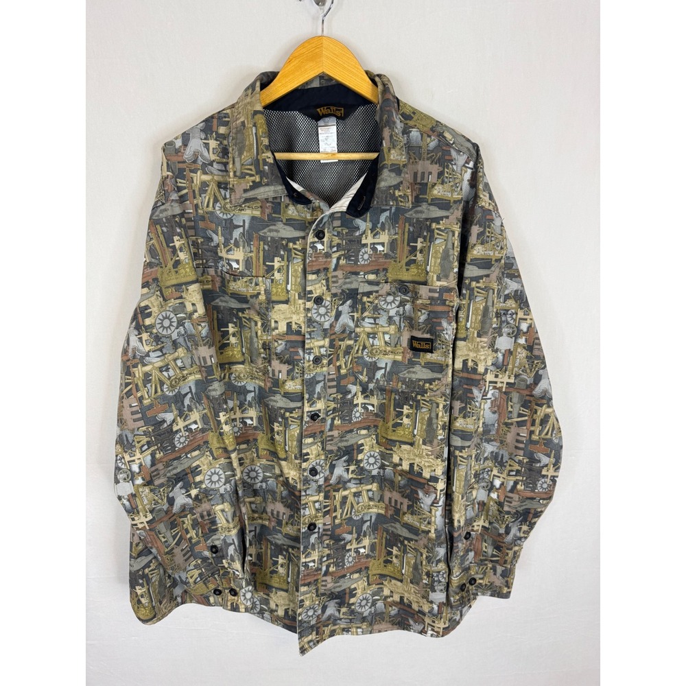 Walls Mens Oilfield Camo Canvas Work Shirt 3XL Long‎ Sleeve Button Down 58137